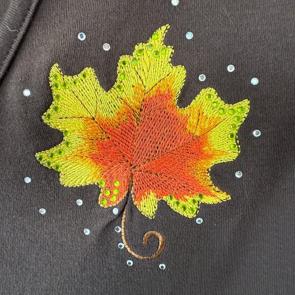 NEW! Quacker Factory Brown Size 3X leaf V Neck pullover knit top size 3X - Picture 5 of 10